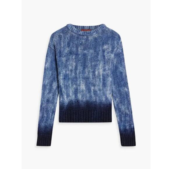 Altuzarra Blue Navy Hand Dyed 100% Silk Ribbon Knit Ombré Top - Picture 15 of 15